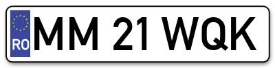 Placuta inmatriculare numar auto  MM-21-WQK, MM 21 WQK, MM21WQK