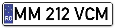 Placuta inmatriculare numar auto  MM-212-VCM, MM 212 VCM, MM212VCM