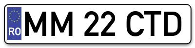Placuta inmatriculare numar auto  MM-22-CTD, MM 22 CTD, MM22CTD