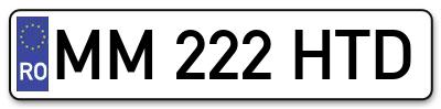 Placuta inmatriculare numar auto  MM-222-HTD, MM 222 HTD, MM222HTD