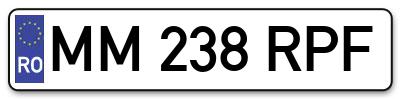 Placuta inmatriculare numar auto  MM-238-RPF, MM 238 RPF, MM238RPF