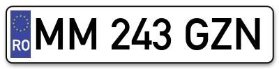 Placuta inmatriculare numar auto  MM-243-GZN, MM 243 GZN, MM243GZN