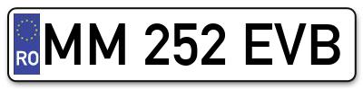 Placuta inmatriculare numar auto  MM-252-EVB, MM 252 EVB, MM252EVB