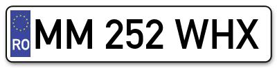 Placuta inmatriculare numar auto  MM-252-WHX, MM 252 WHX, MM252WHX