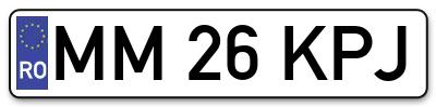 Placuta inmatriculare numar auto  MM-26-KPJ, MM 26 KPJ, MM26KPJ
