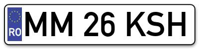 Placuta inmatriculare numar auto  MM-26-KSH, MM 26 KSH, MM26KSH