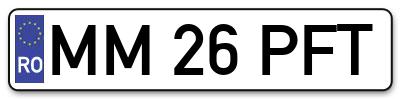 Placuta inmatriculare numar auto  MM-26-PFT, MM 26 PFT, MM26PFT
