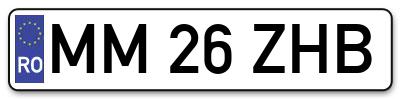 Placuta inmatriculare numar auto  MM-26-ZHB, MM 26 ZHB, MM26ZHB