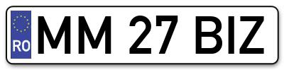 Placuta inmatriculare numar auto  MM-27-BIZ, MM 27 BIZ, MM27BIZ