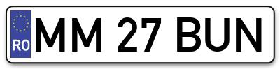 Placuta inmatriculare numar auto  MM-27-BUN, MM 27 BUN, MM27BUN