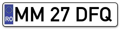 Placuta inmatriculare numar auto  MM-27-DFQ, MM 27 DFQ, MM27DFQ