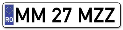 Placuta inmatriculare numar auto  MM-27-MZZ, MM 27 MZZ, MM27MZZ