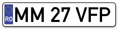 Placuta inmatriculare numar auto  MM-27-VFP, MM 27 VFP, MM27VFP