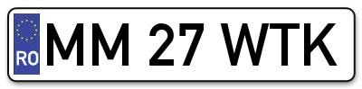 Placuta inmatriculare numar auto  MM-27-WTK, MM 27 WTK, MM27WTK