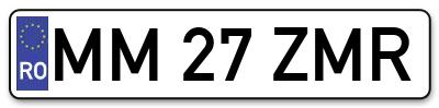 Placuta inmatriculare numar auto  MM-27-ZMR, MM 27 ZMR, MM27ZMR
