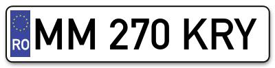 Placuta inmatriculare numar auto  MM-270-KRY, MM 270 KRY, MM270KRY