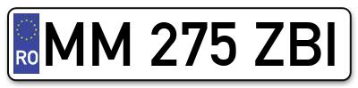 Placuta inmatriculare numar auto  MM-275-ZBI, MM 275 ZBI, MM275ZBI
