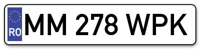 Placuta inmatriculare numar auto  MM-278-WPK, MM 278 WPK, MM278WPK