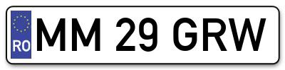 Placuta inmatriculare numar auto  MM-29-GRW, MM 29 GRW, MM29GRW