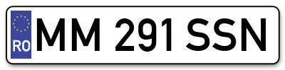 Placuta inmatriculare numar auto  MM-291-SSN, MM 291 SSN, MM291SSN
