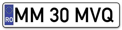 Placuta inmatriculare numar auto  MM-30-MVQ, MM 30 MVQ, MM30MVQ