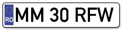 Placuta inmatriculare numar auto  MM-30-RFW, MM 30 RFW, MM30RFW