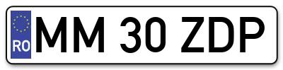 Placuta inmatriculare numar auto  MM-30-ZDP, MM 30 ZDP, MM30ZDP