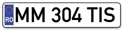 Placuta inmatriculare numar auto  MM-304-TIS, MM 304 TIS, MM304TIS