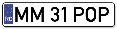 Placuta inmatriculare numar auto  MM-31-POP, MM 31 POP, MM31POP