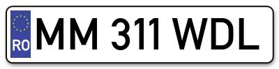 Placuta inmatriculare numar auto  MM-311-WDL, MM 311 WDL, MM311WDL