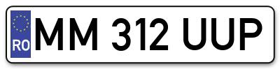 Placuta inmatriculare numar auto  MM-312-UUP, MM 312 UUP, MM312UUP