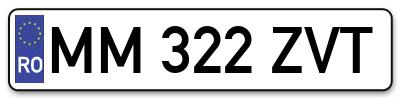 Placuta inmatriculare numar auto  MM-322-ZVT, MM 322 ZVT, MM322ZVT