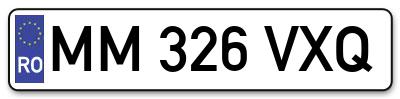 Placuta inmatriculare numar auto  MM-326-VXQ, MM 326 VXQ, MM326VXQ