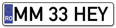 Placuta inmatriculare numar auto  MM-33-HEY, MM 33 HEY, MM33HEY