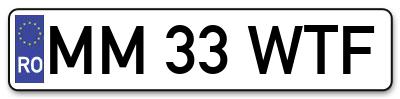 Placuta inmatriculare numar auto  MM-33-WTF, MM 33 WTF, MM33WTF