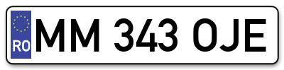 Placuta inmatriculare numar auto  MM-343-OJE, MM 343 OJE, MM343OJE