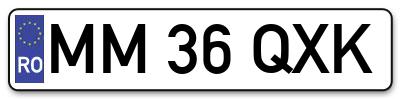 Placuta inmatriculare numar auto  MM-36-QXK, MM 36 QXK, MM36QXK