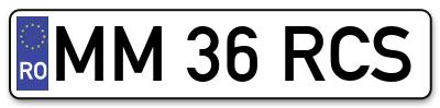 Placuta inmatriculare numar auto  MM-36-RCS, MM 36 RCS, MM36RCS