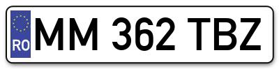 Placuta inmatriculare numar auto  MM-362-TBZ, MM 362 TBZ, MM362TBZ