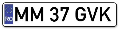 Placuta inmatriculare numar auto  MM-37-GVK, MM 37 GVK, MM37GVK