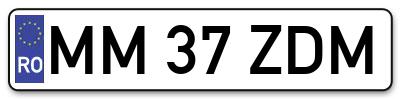 Placuta inmatriculare numar auto  MM-37-ZDM, MM 37 ZDM, MM37ZDM