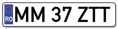 Placuta inmatriculare numar auto  MM-37-ZTT, MM 37 ZTT, MM37ZTT