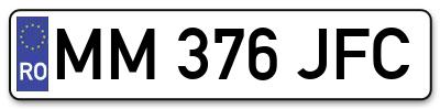 Placuta inmatriculare numar auto  MM-376-JFC, MM 376 JFC, MM376JFC