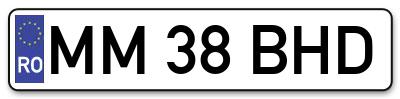Placuta inmatriculare numar auto  MM-38-BHD, MM 38 BHD, MM38BHD