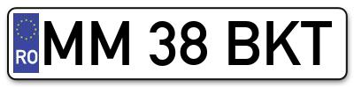 Placuta inmatriculare numar auto  MM-38-BKT, MM 38 BKT, MM38BKT