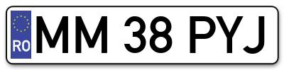 Placuta inmatriculare numar auto  MM-38-PYJ, MM 38 PYJ, MM38PYJ