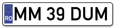 Placuta inmatriculare numar auto  MM-39-DUM, MM 39 DUM, MM39DUM