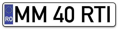 Placuta inmatriculare numar auto  MM-40-RTI, MM 40 RTI, MM40RTI