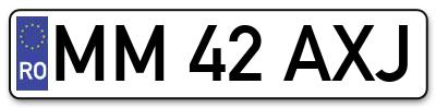 Placuta inmatriculare numar auto  MM-42-AXJ, MM 42 AXJ, MM42AXJ