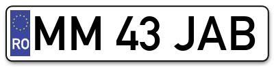 Placuta inmatriculare numar auto  MM-43-JAB, MM 43 JAB, MM43JAB